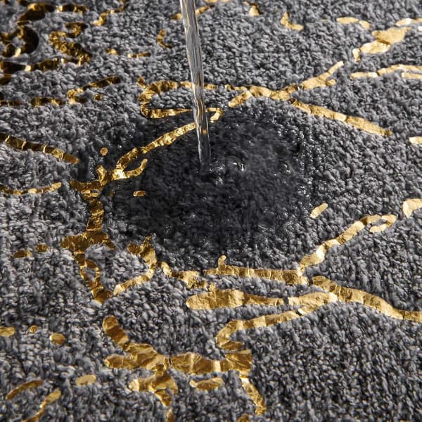Badrumsmatta 40 x 60 cm Badrumsmatta Guld Ränder Marmormatta - Vit