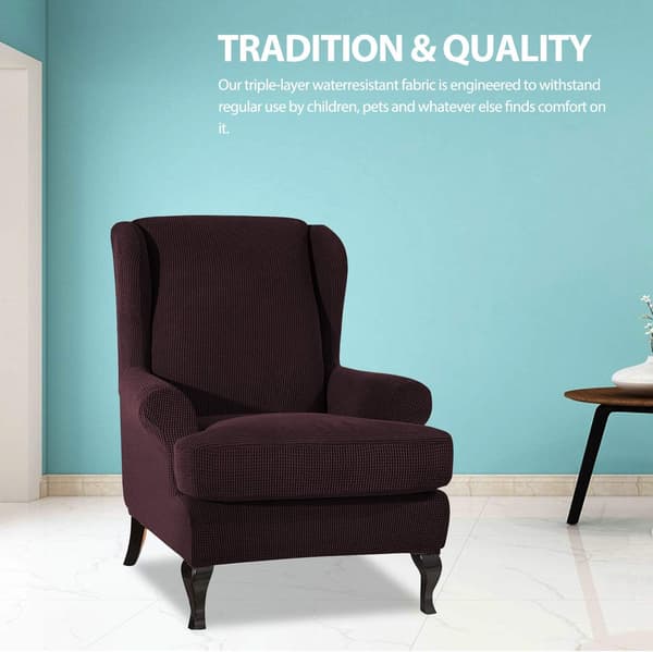 Stretch Wingchair Cover Elastisk fåtöljöverdrag Skydd för stol ， Svart Kaffe
