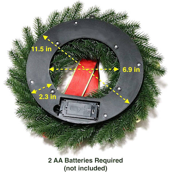 Julkrans för ytterdörr, 40 LED-lampor batteridriven, 16 tum julkrans festdekoration