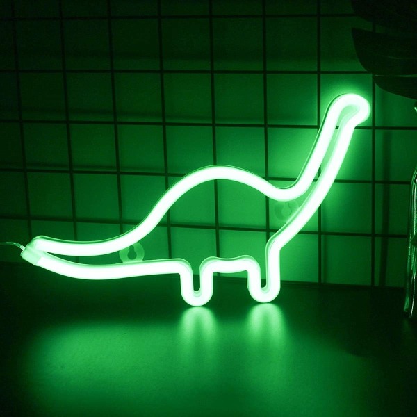 Dinosaur Neon Skyltar Grön Neon Skylt LED Söt Djur Ljus Väggkonst Sovrum Nattlampa För Barn Hem