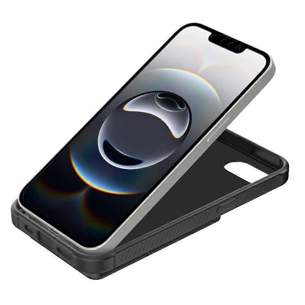 Case for Compatible iPhone 16e - Skin-Friendly TPU + PC Card Holder Case with Mirror Stand Black