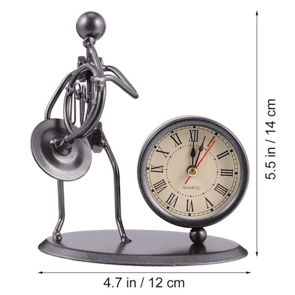 2025 Ny Vintage Bordsklocka Franskt Horn Metall Cykel Klocka Musiker Retro Figurin Bordsklocka Ornament
