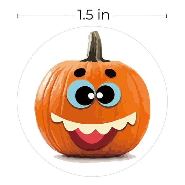 Halloween Stickers with Pumpkins 1 Roll/500 pcs Orange
