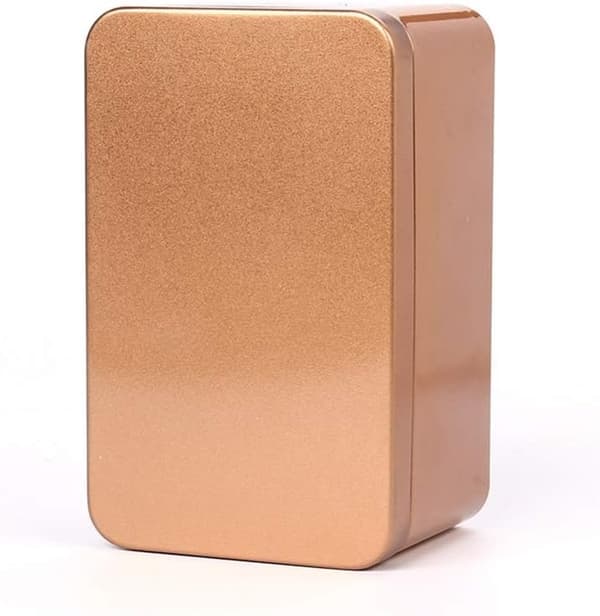 Rektangulär förvaringslåda i metall - Tebox - Kryddbox - 13 X 8 X 6 Cm - För godis och kaffe