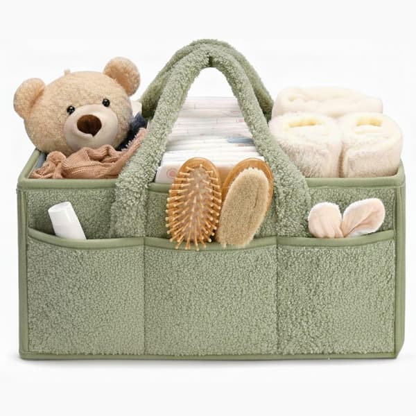 Diaper Storage with Handle - Baby Basket Diaper Organizer for Nursery & Travel