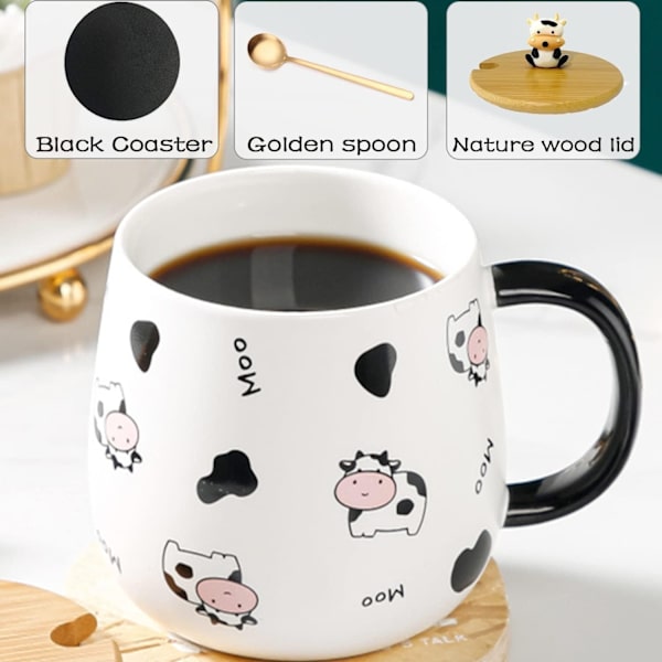 2025 Ny ko-mugg kaffemugg ko-gåva 400ml keramisk te-mugg