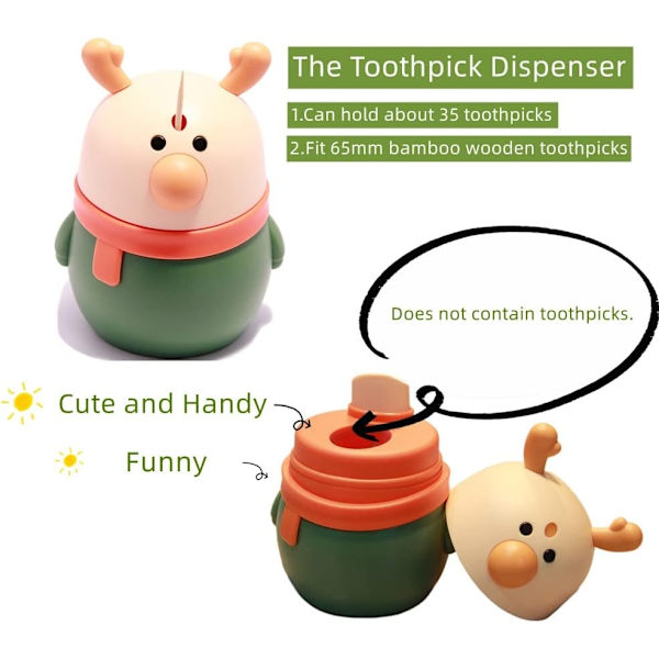 Tandpetarehållare Dispenser Söta Hjort Design, Robust Tandpetare Dispenser med Pop-Up Set, Tandpetare