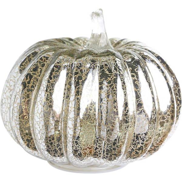Halloween Pumpa Ljus Silver Glowing Glas Pumpa Nattljus Prydnader Höst Thanksgiving Thanksg