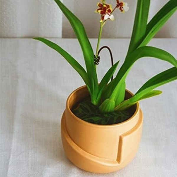 Set med 2 keramiska blomkrukor - Oregelbunden form - Kreativ - Blomkruka för små växter, kaktusar (C)