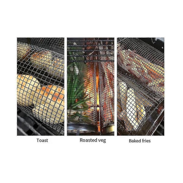 2-pack Rolling Grilling Baskets - Best Grilling Basket Ever, Stainless Steel Round Grill Mesh