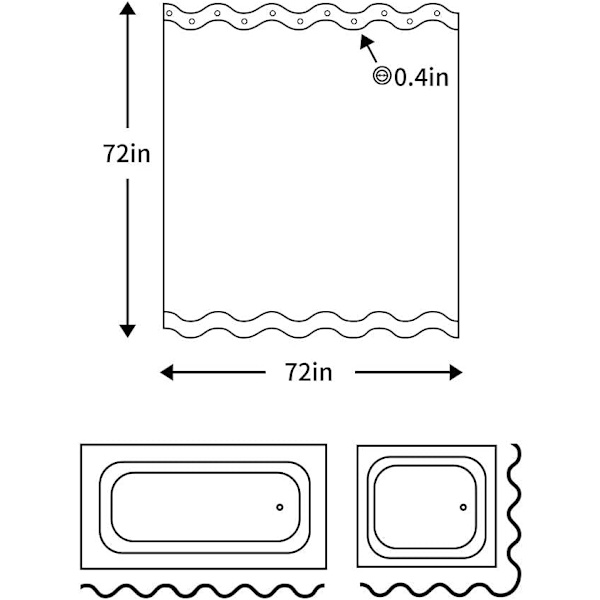 Grön Duschdraperi För Badrum Med 12 Krokar Tyg Duschdraperi Heavy Duty Bad Gardiner, Vattentät - 180 X 180 Cm