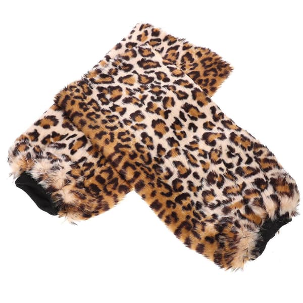 Fusk Benvärmare Leopard Mjuka Stövelmanschetter 40cm Längd Vintervärme