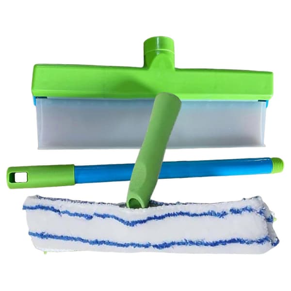 Recyclable Silicone Window Squeegee Kit, Reusable Glass Cleaning Tools with Silicone Squeegee and Microfiber Scrubber for Car Glass