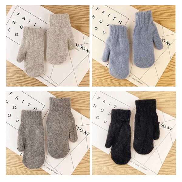 Dam Enfärgad Hel Fingerhandskar Tjockt Fleece Foder Stretchig K...