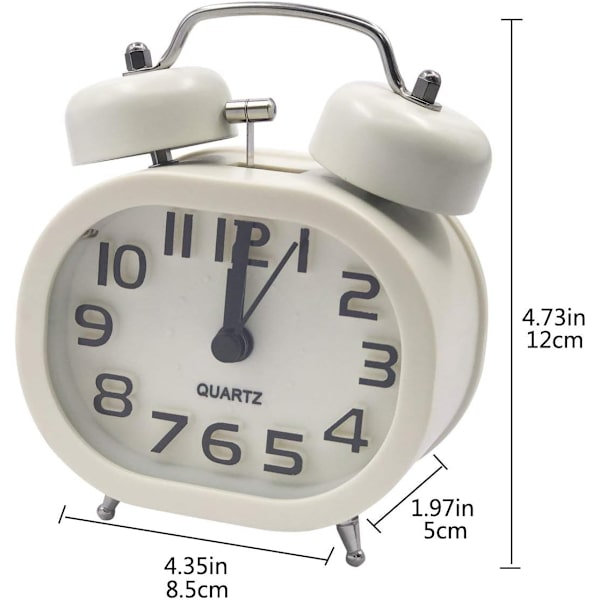 2025 Ny Retro Tyst Quartz Väckarklocka, Morgon Väckarklocka Rese Sängbords Analog Klocka Dubbel Klocka Metall