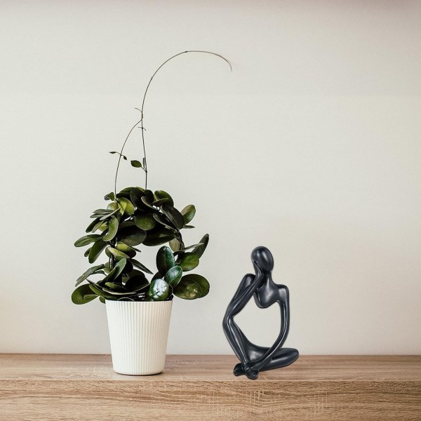Svart Mini Thinker Skulptur Prydnader för Hem Vardagsrum Kontor (Höger)
