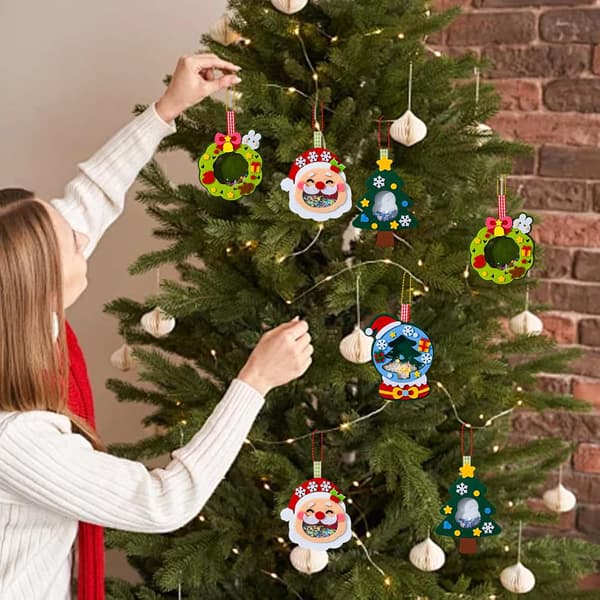 wxsp Jule-krea-sæt, 4 dele, julepynt, hobby, julekrans, krea-sæt, DIY julepynt, selvklæbende jul
