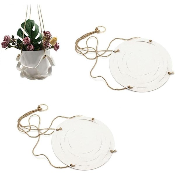 Läderhängande blomkruka - För inomhus- och utomhusbruk - 31 cm / 15 cm, vit
