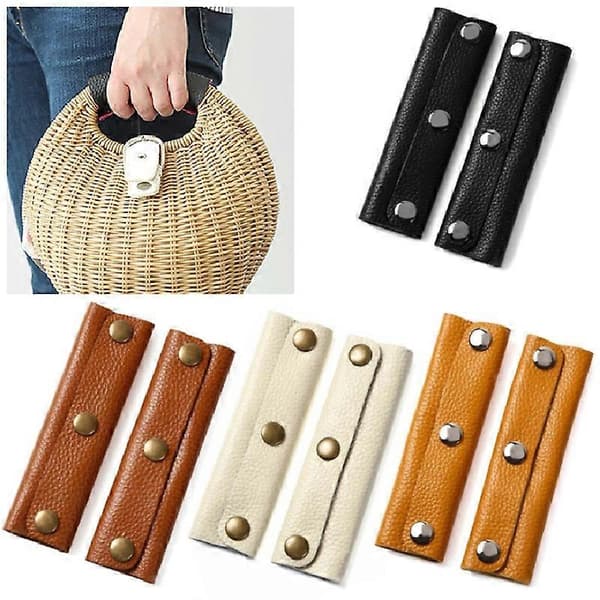 2 Pcs Bag Handle Covers Anti-strangle Hand Knobs Faux Leather Comfortable Feel Suitcase Handle Wrap Luggage Decor KAESI Beige