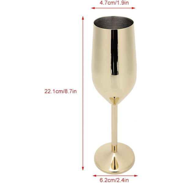 Champagneglas i rostfritt stål, återanvändbar vinglas, bröllopsgåva, årsdag (guld)