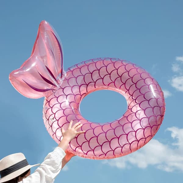 Sjöjungfru Pool Float, Uppblåsbar Sjöjungfru Simring Flytande Säng Float Pool, Sjöjungfru Stjärt