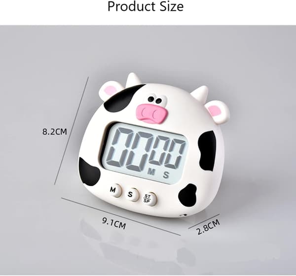 Kök Timer, Söt Cartoon Djur Nedräkningstimer, Digital Matlagningstimer med Magnetisk (Vit)