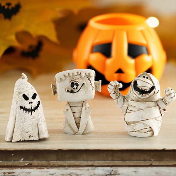 Halloween Spøkelse Gresskar Figurer Rustikk Lysende Resin Spøkelse, 100% Ny