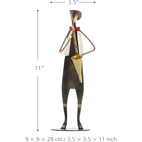 Cowboy Band Musikalisk Saxofon Spela Metall Järnskulptur Målningsteknik Handgjord