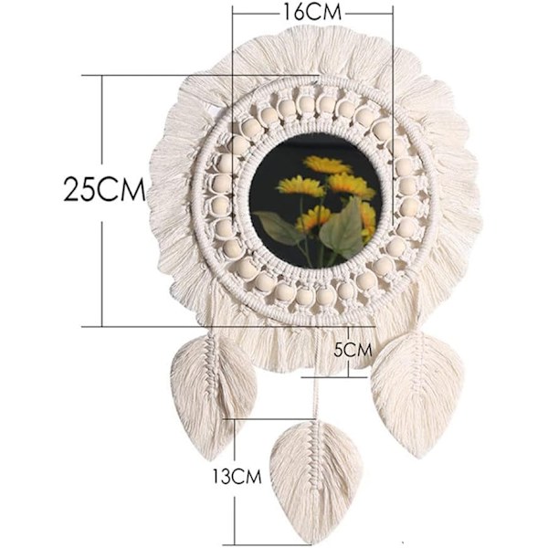 Rund spegel Macrame spegel vägg Boho heminredning för lägenhet vardagsrum sovrum barnrum sovsal