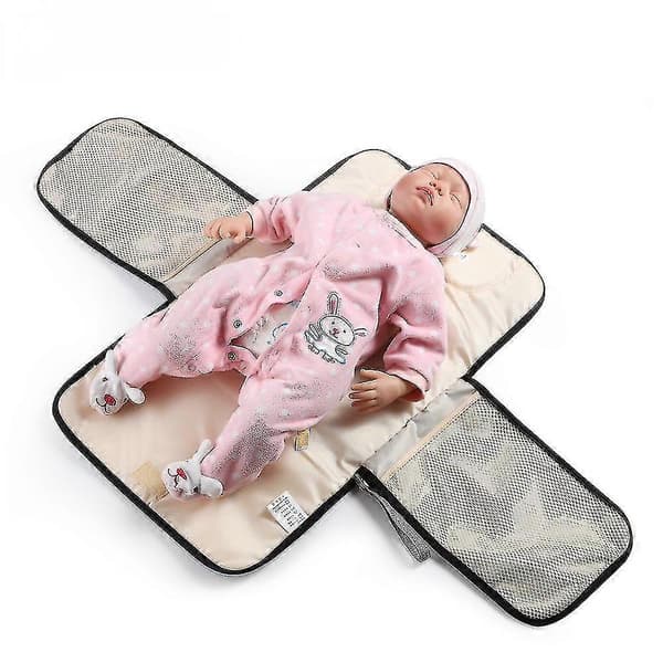 Portable Three-in-One Diaper Waterproof Pad Multifunctional Changing Table, Storage Bag - Grey grey 33.5X21X1cm