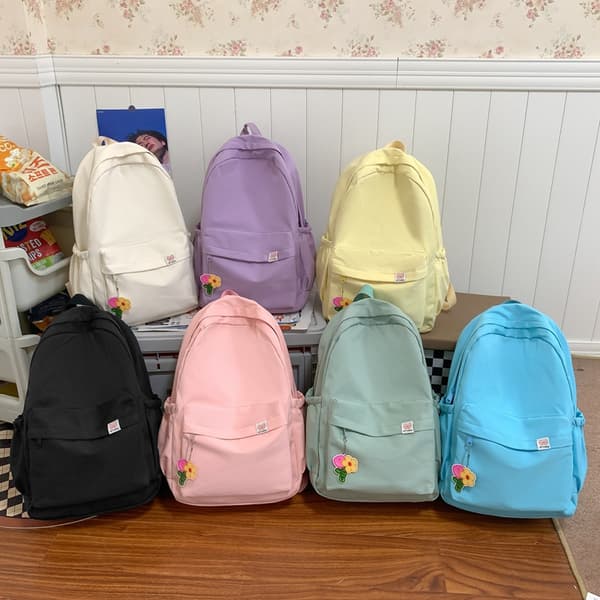 Teenage School Bag Nylon Backpack Shoulder Bag with Large Capacity black