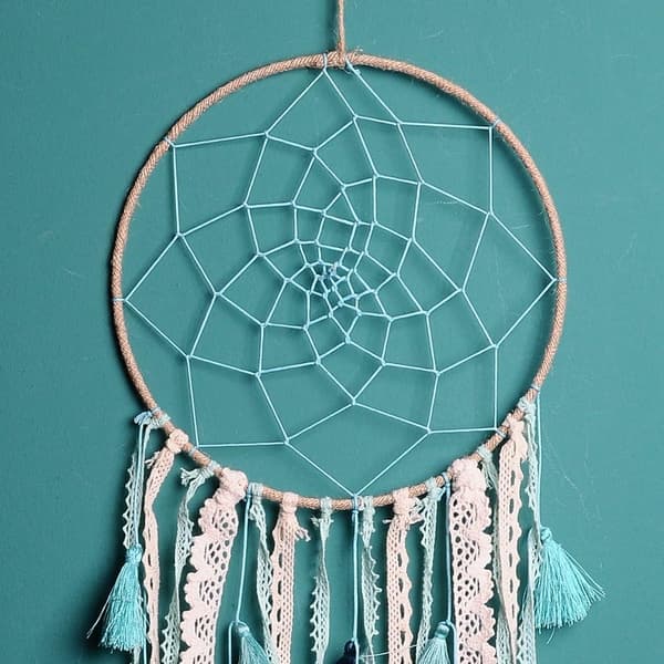 Handgjord Makramé Drömfångare, Bomull, 50 cm Längd, Boho Väggdekor för Sovrum, Present