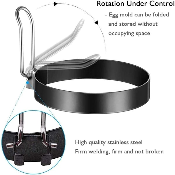 2-pack äggring, non-stick äggringar, pocherade äggringar, äggfriteringsringar (10,2 cm 2,1 cm)