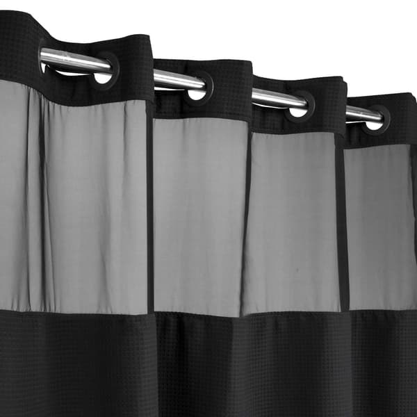 Våffelvävd duschdraperi med knäppfoder som inte kräver några krokar - 71B x 74H, hotellkvalitet