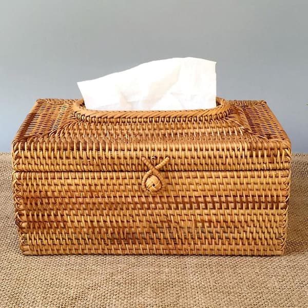 Papperskorg Rotting Tissue Box Elegant Heminredning Handgjord Skrivbords Tissue Container Servett Stora