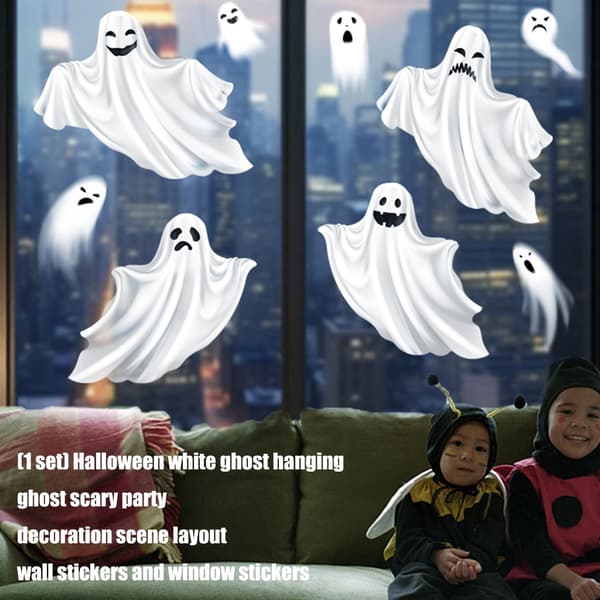 Halloween Spøkelsessett PVC Pinne Hvit For