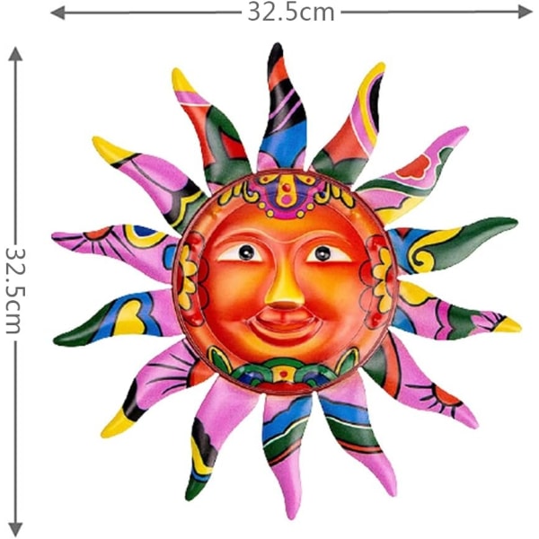 2025 Lämplig Metall Väggkonst 32,5 cm Metall Sol Väggkonst Dekor, Handmålad Metall Väggdekor