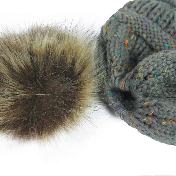 Vintermössa stickad beanie konfetti varm pompom mössa för kvinnor...