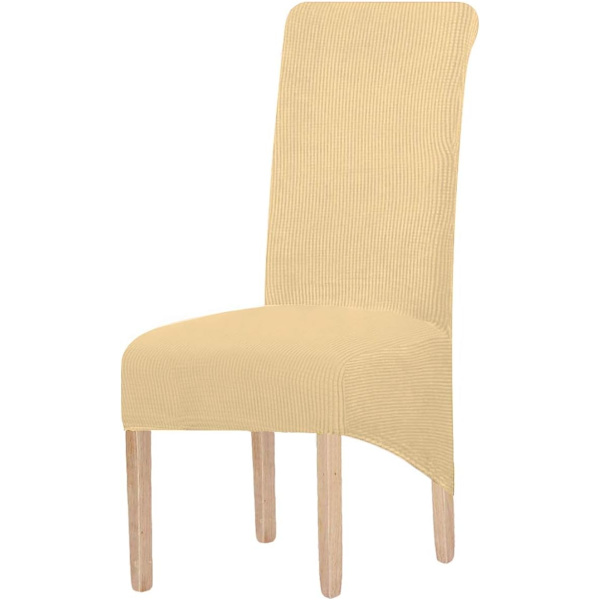 Stor stretch Jacquard matstolöverdrag (Beige, 2 stycken)