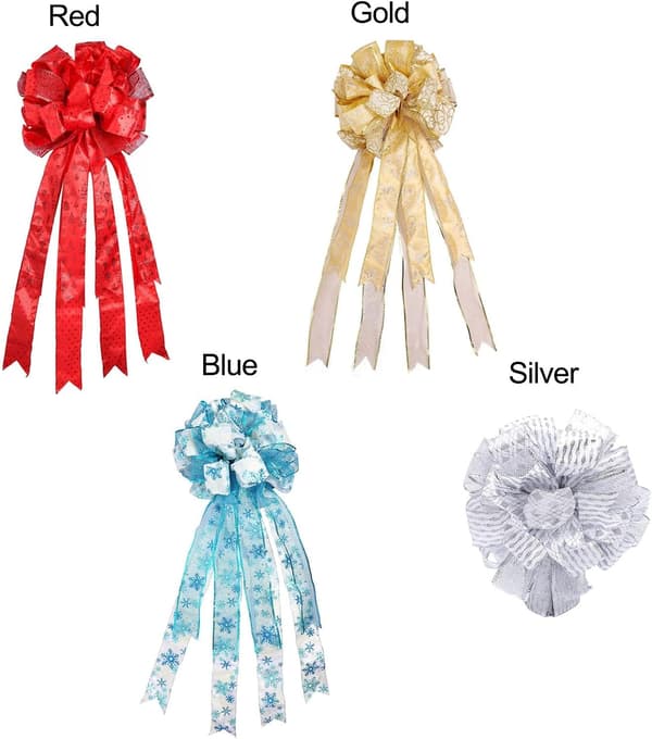 Stor dekorativ hängande rosett för julgran, julkrans, guld polyester rosett
