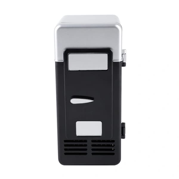 LED Mini USB-køleskab til drikkevarer og dåser Sort bærbar køleboks og varmer Black