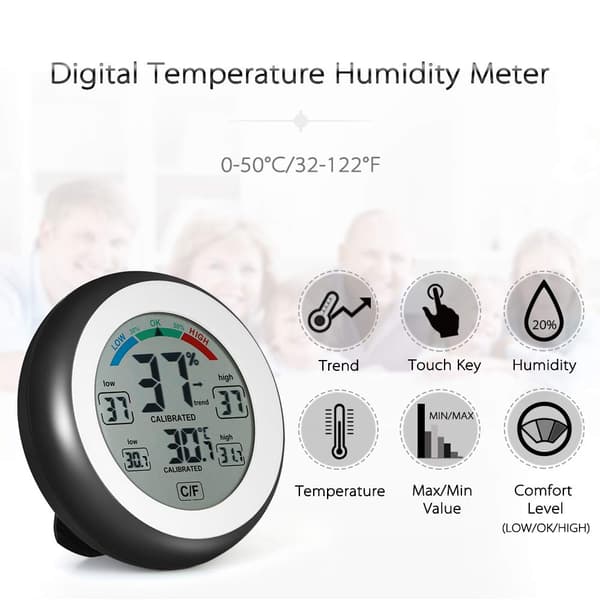 Meichoon Indoor Outdoor Thermometer Hygrometer, Wireless Electronic Temperature Humidity Meter, Round Touch Screen