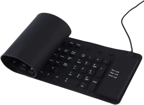 Silicone Keyboard, 109 Keys Waterproof Portable Flexible Keyboard, Foldable Silent Keyboard with USB 2.0 for PC Laptop (Black)