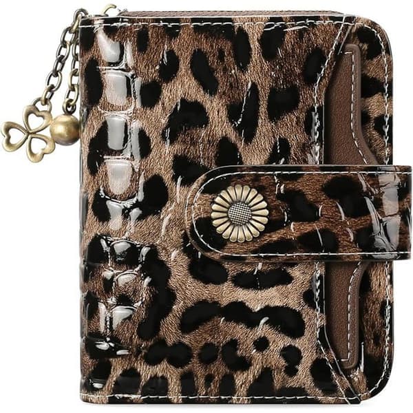 XJYDNCG Naisten Kolmiosainen Lompakko - RFID-esto - Musta Leopardikuvio