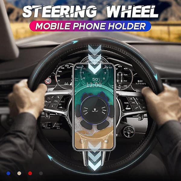 Magnetisk telefonholder til bilrat, universel ratmontering til smartphones GPS
