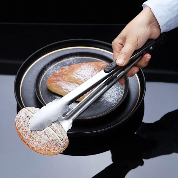 12 tum grilltång, grilltång i rostfritt stål, premium grilltång, metalltång för fast kött