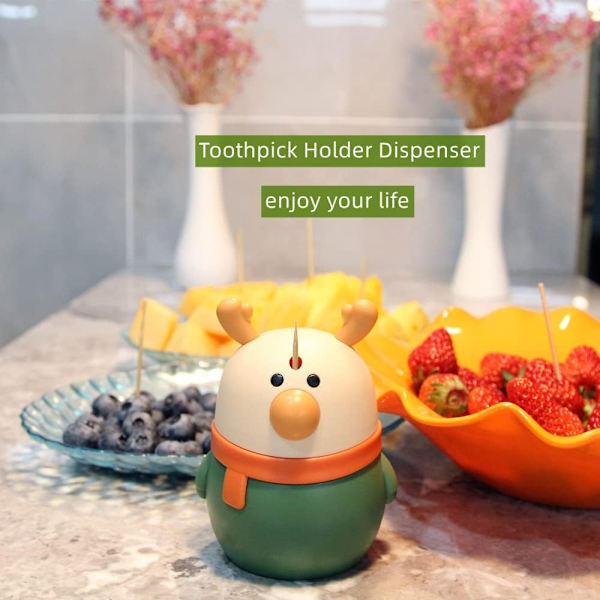 Tandpetarehållare Dispenser Söta Hjort Design, Robust Tandpetare Dispenser med Pop-Up Set, Tandpetare