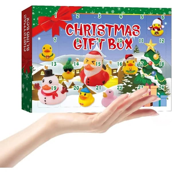 Adventskalender Gummiender Badeleker Jul Blind Box Leketøy Ender Miniender for Festdekorasjon Cruiseender Gummiender i Bulk - 24 stk