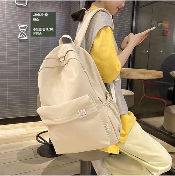 Teenage School Bag Nylon Backpack Shoulder Bag with Large Capacity black