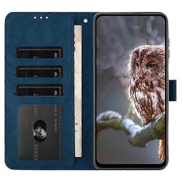 Kompatibelt etui til iPhone 16e Ugle Trykt PU Læder Pung Telefoncover med Håndledsrem
